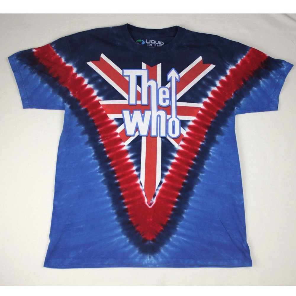 The Who Liquid Blue Tie Dye T Shirt Mens Large Long Live Rock Graphic Band Tee